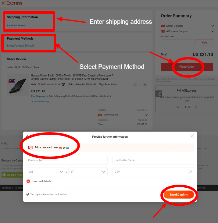Step 4 of How to use AliExpress Promo Code