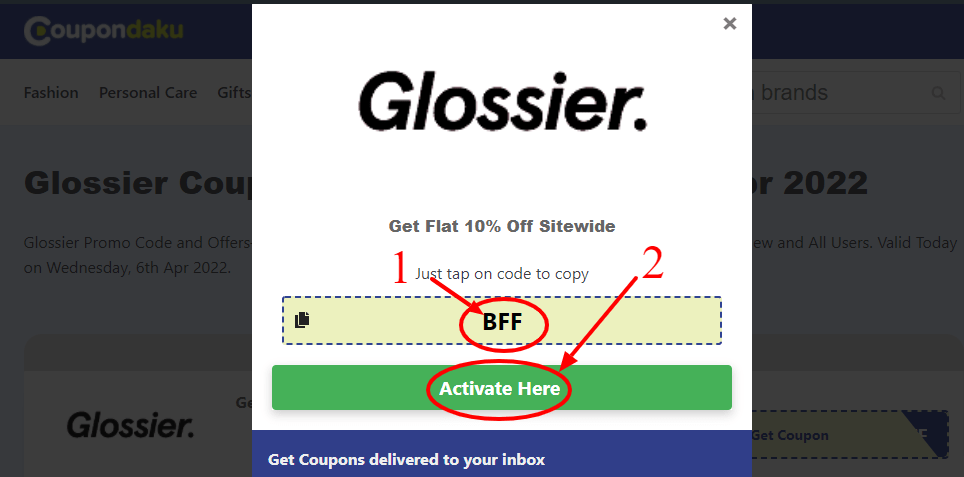 Step 2 of How to use Glossier Coupons