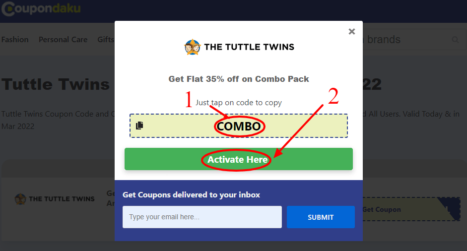 Step 2 of How to use Tuttle Twins Coupons