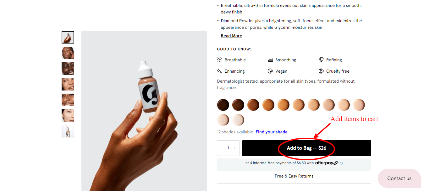 Step 3 of How to use Glossier Coupons