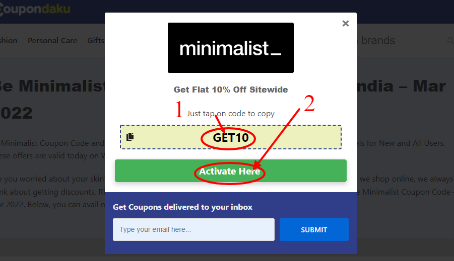 Step 2 of How to use Be Minimalist Coupons