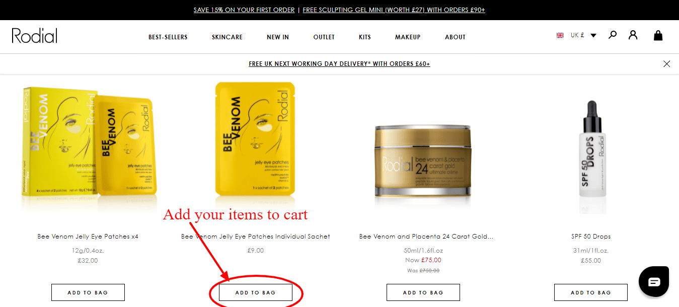 Step 3 of How to use Rodial Discount Code