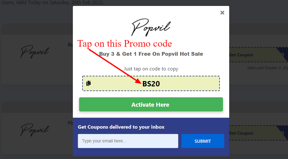 Step 3 of How to use coupon on Popvil