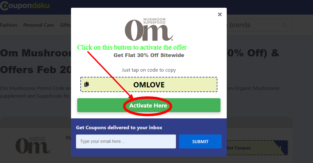 Step 4 of How to use Om Mushrooms Coupon