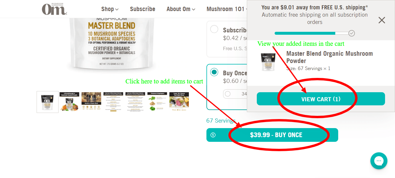 Step 5 of How to use Om Mushrooms Coupon