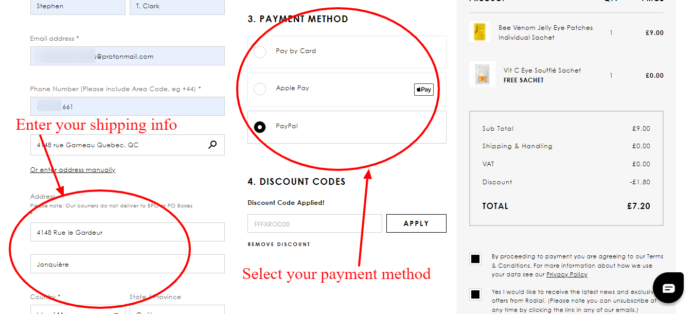 Step 6 of How to use Rodial Discount Code