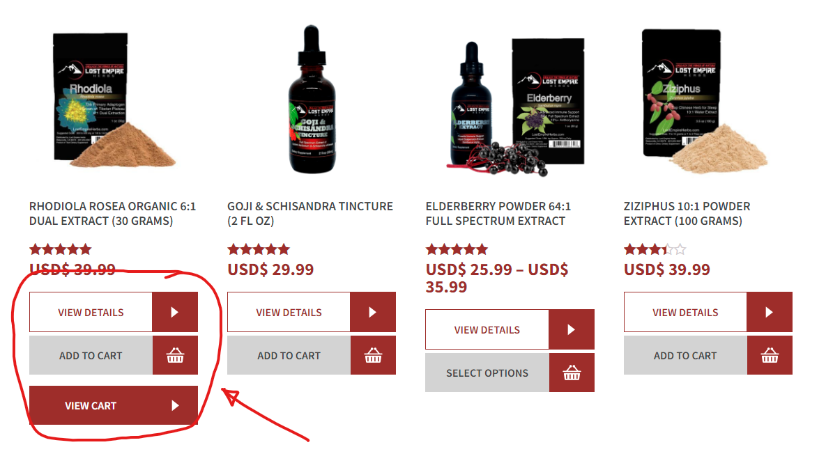 How to add products to cart on Lost Empire Herbs