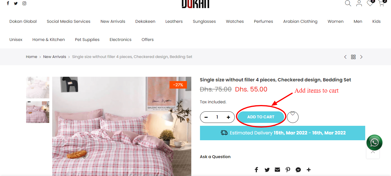 Step 3 of How to use Coupon Code for Dokan.com