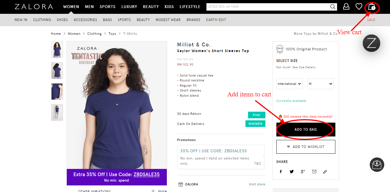 Step 3 of How to use ZALORA Malaysia Coupons