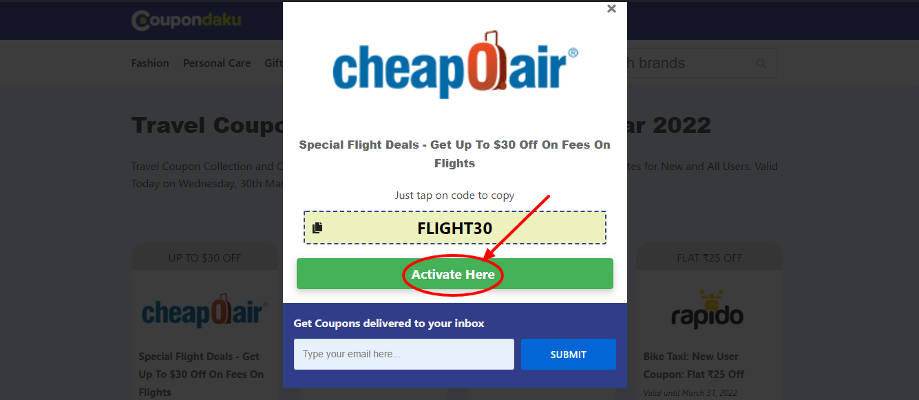 Step 4 of How to use Travel Coupons, Promo Codes & Deals
