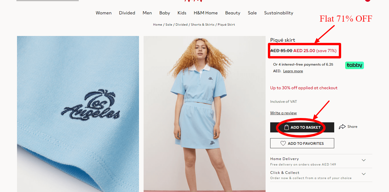Step 2 of How to use H&M UAE Coupons