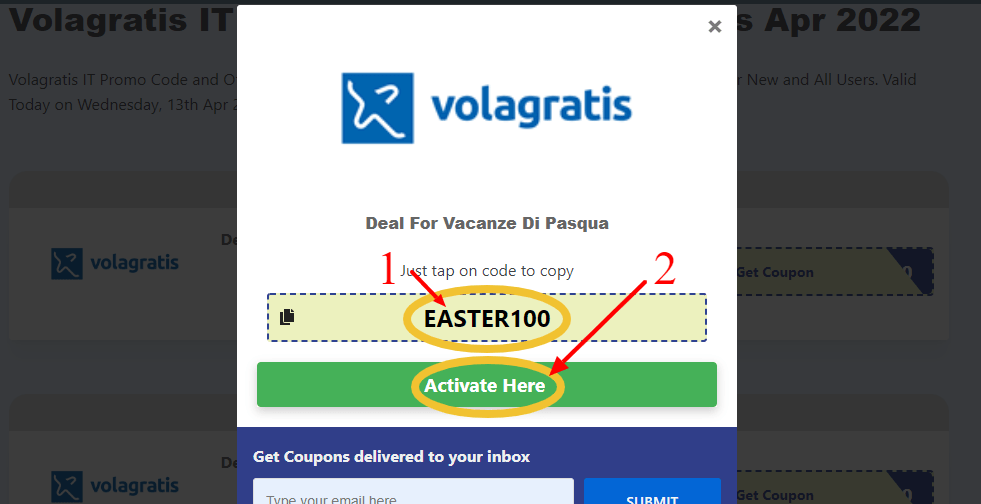 Step 2 of How to use Volagratis IT Coupons
