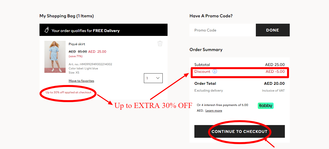 Step 3 of How to use H&M UAE Coupons
