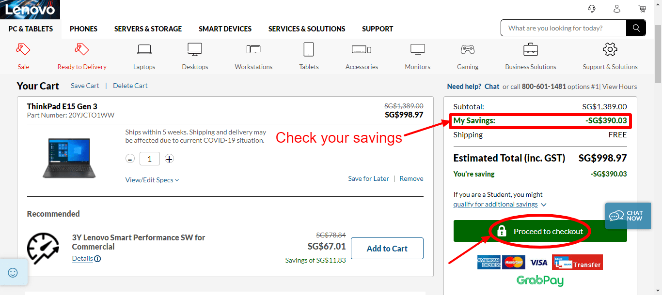 Step 3 of How to use Lenovo Singapore Coupon