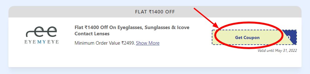 Step 1 of How to use EyeMyEye Coupons