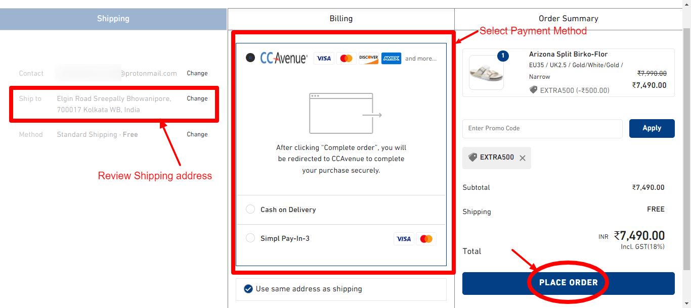 Step 5 of How to use Birkenstock India Coupons