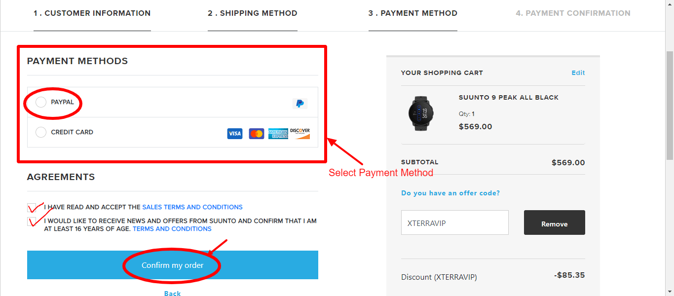 Step 5 of How to use Suunto Coupons